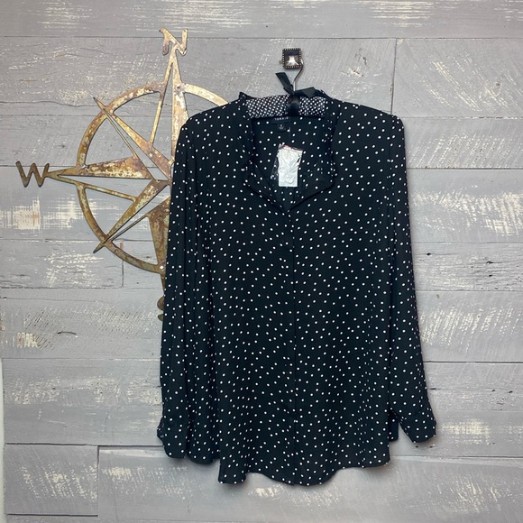 NWT Torrid ruffle mock neck button-up long sleeve shirt - Picture 1 of 8